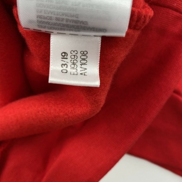Adidas Originals Men's 3-Stripe Trefoil Fleece Pullover Sweatshirt Red EJ9693 S - Picture 9 of 11